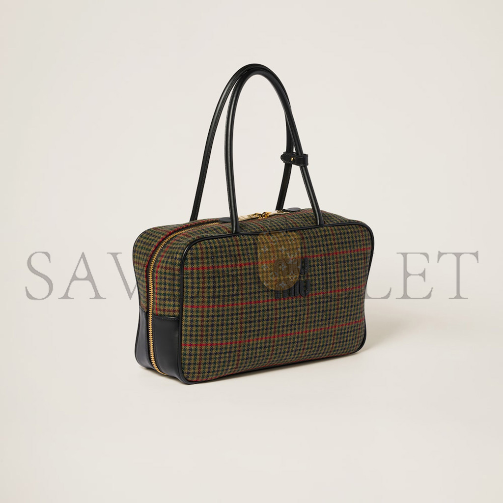 M1v M1v beau tartan top-handle bag with leather details 5bb163 (34*20*10cm)